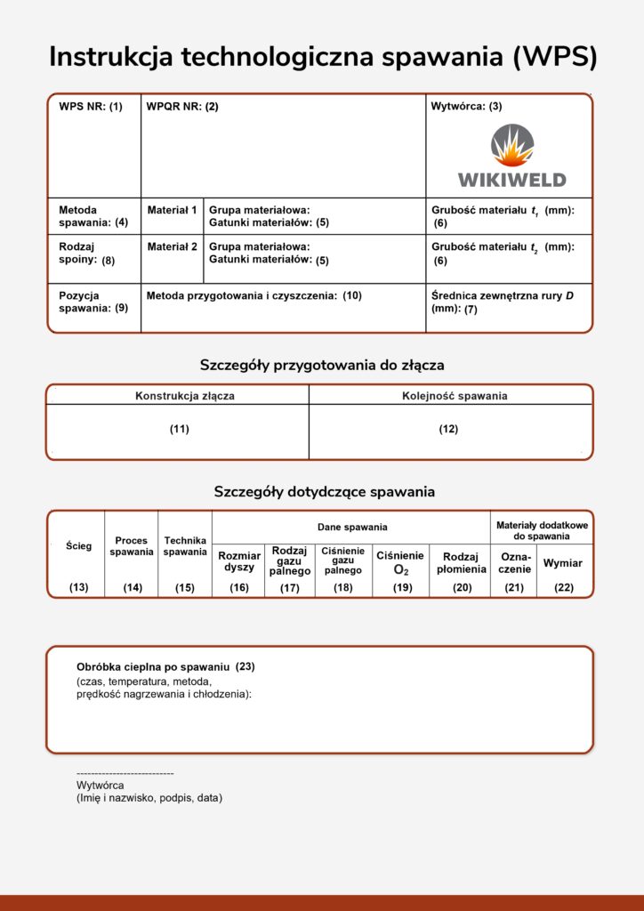 Instrukcja technologiczna spawania (WPS) zgodnie z normą EN ISO 15609-2